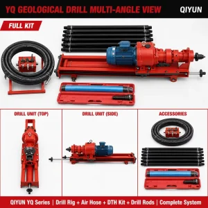 QIYUN Mining Borehole Drilling Rig Small Mobile DTH Drilling Rig With Compressor
