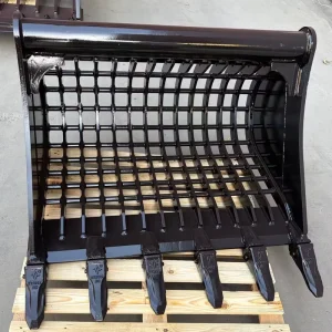 Rainbow Black Skeleton Grid Sieve Screening Bucket With Hardened Teeth Wear Resistant Steel Excavator Attachment