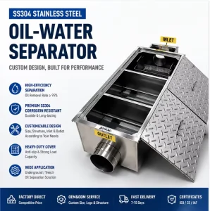 SS304 Underground Trench Oil Water Separator High Efficiency Grease Trap for Restaurant Catering Waste Water Treatment