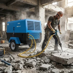 Screw Diesel Air Compressor 185 Cfm Diesel Portable Mining Air Compressor Diesel Engine 185Cfm Jack Hammer