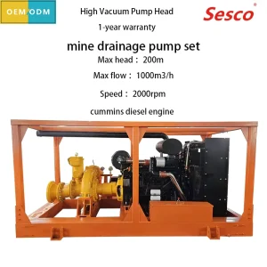 Sesco SK10C Large Displacement Diesel Engine Driven Municipal Well Point Dewatering Vacuum Assisted Pump High Head Mine Pump