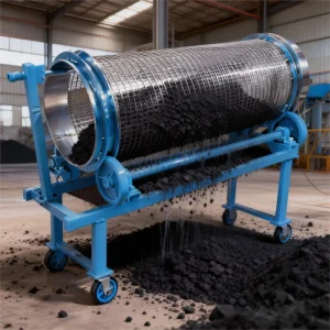 Shaftless Electric Motor Drum Trommel Screen Carry Spray to Reduce Dust 380V 320KG for Ore Processing