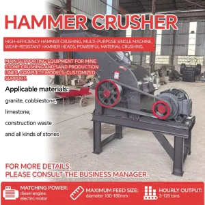 Small Electric Hammer Crusher Hourly Output 3-5 Tons High Manganese Steel Tooth Plate Crusher for Bridge Construction