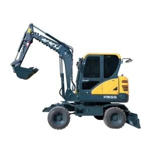 Small Hydraulic Excavator HW60 5.75T Wheeled Excavator with 0.21m³ Bucket Digger Excavator for Construction