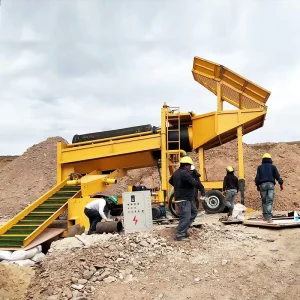 Small Scale Alluvial Mining Machinery Mobile Gold Diamond Gem Mine Washing Plant with Engine Motor Gold Ore Manufacturing Plant