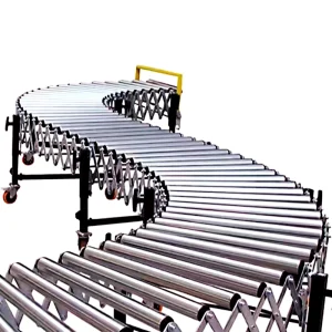 Stainless Steel Electric Flexible Roller Conveyor Food Mining Industries Includes Bearing Motor PU Rubber Belt Gravity Features