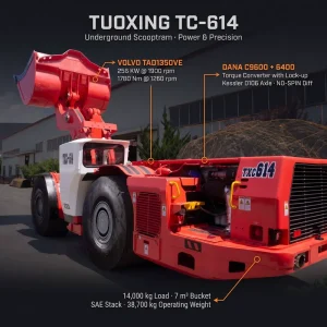 TC-614 Articulated Steering 7CBM 14T Underground Mining Diesel Scooptram LHD Loader with Volvo Engine CE Approved