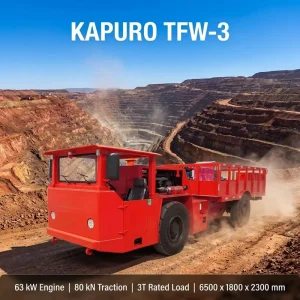 TFW 3 Mining Service Vehicle 3T 63kW 80kN 4WD Diesel Articulated 1800mm Width 20km/h for Underground Maintenance Transport
