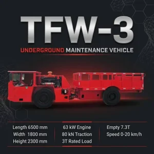 TFW 3 Underground Mining Utility Vehicle 3T 63kW Diesel 80kN Traction 20km/h Service Truck for Tunnel Maintenance