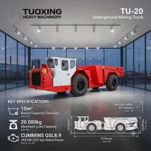 TU-20 Heavy Duty Underground Mining Truck 20Ton Mining Vehicle ROPS Cabin Underground Truck