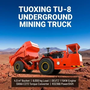 TU 8 Diesel 4×4 Articulated Truck for Tunnel Construction with Remote Control Option High Performance Underground Dumper
