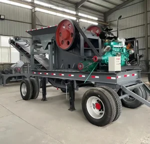 Tire Type Mobile Jaw Crusher PLC Diesel Electric Dual Power High Productivity 16-64t/h Capacity Low Investment Mobile Crushing