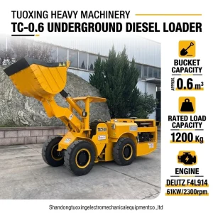 Tuoxing TC 0.6 1.2 Ton Diesel Scooptram with CE Standard for Zinc Copper Mining in Confined Underground Scooptram
