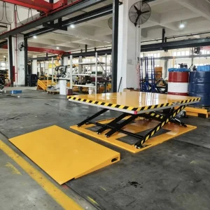 Ultra Low Profile Stationary Electric Scissor Lift Table 1 Ton Loading Capacity Lifting Height 860mm Thin Fixed Lifting Platform