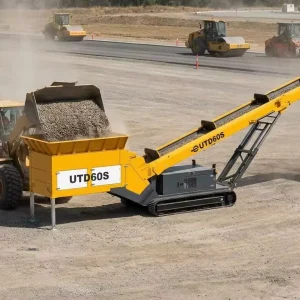 Upsen Tracked Stockpiling Conveyor UTD60S 17m Railway Wagon Direct Loading Plant Adjustable Speed Rubber Belt 380V 1200mm