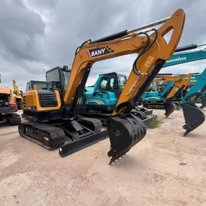 Used Sany SY60C 6t Mini Crawler Excavator Kubota Engine 0.25m³ Bucket Low Hours 6000kg Digger for Garden Construction Export