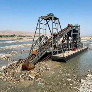 Vibrating Gold Sluice Matching Bucket Chain Dredger for Shallow River Gold Extraction