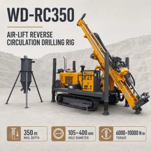 WD RC350 350m 105-400mm Hole Crawler Air Lift Reverse Circulation Drill Rig for Mining Exploration Deep Borehole RC Drilling Rig