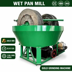 Wet Pan Mill 1100 1200 Gold Ore Grinding Mill Mineral Processing Mining Equipment for Southeast Asia
