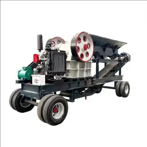 Wheeled Mobile Jaw Crusher Plant for Limestone Granite River Pebble Ore and Construction Waste Crushing Equipment for Quarry